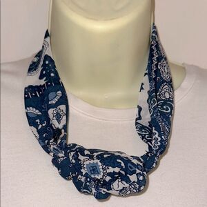 Vintage Blue &‎ White Paisley Knotted Thin Polyester Neck Scarf
